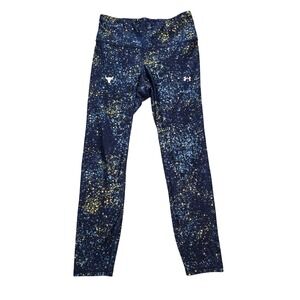 Under Armour Project Rock HeatGear Splatter Compression Leggings Navy Yellow Med